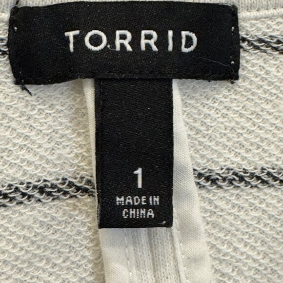 FUC Torrid Sz. 1 Knit Blazer White with Black Stripes Casual Lightweight - Picture 3 of 8